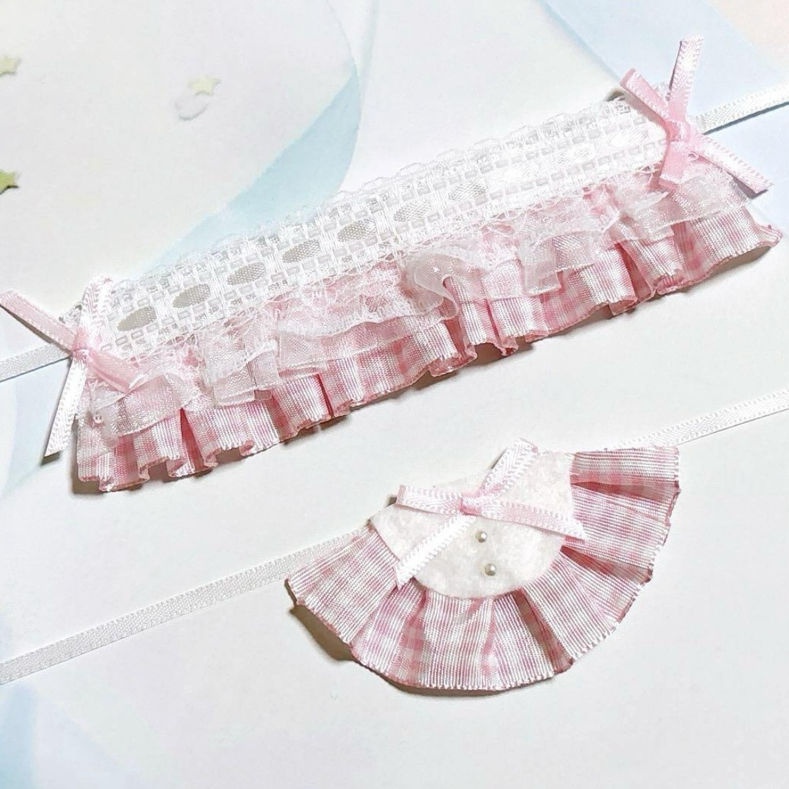 ぬい服 ヘッドドレス スタイ セット おしゃぶり 白 黒 メイド - Ayumi