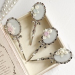 お姫様 手鏡 薔薇 ヘアピン バラ ローズ プリンセス 髪飾り ヘアアクセサリー ピンク スワロ シルバー 粘土 パール 花 ローズ ビジュー キラキラ