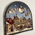 再発売♪小窓みたいなスノーマンの小さなクリスマスタペストリー、ランチョンマットとしても