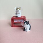 ちびねこ彫刻-エリザベスカラー(キジシロ)