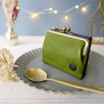 CU161GR 二つ折り財布 イカリモチーフ グリーン イタリアレザー ガマ口 口金 がま口　ユニセックス  財布 レディース