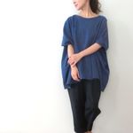 ★再販ラスト★コットンゆるだらプルオーバーチュニック（ネイビーストライプ）