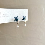 青い星のピアス・イヤリング レジン アレルギー対応 ミッドナイトブルー