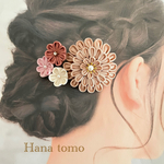 【受注制作】110 和装髪飾り　訪問着　くすみピンク　つまみ細工　ヘアクリップ　結婚式お呼ばれ　成人式　七五三　