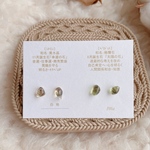 「白地」一粒　ひとつぶ　付けっぱなし　ペリドット　誕生石　8月　グリーン　イエロー　天然石　ピアス　イヤリング　爽やか