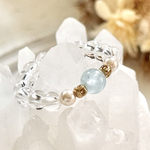 アクアマリンと水晶のお守りpinkie ring♡
