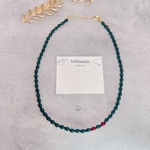 【bicolor necklace】 モスグリーン× レッド　ビーズネックレス