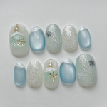 雪の結晶ネイル　冬ネイル　クリスマスネイル　