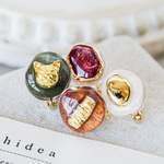 meow/猫　オリーブグリーン アソートアクセサリー　組み合わせできる　4つセット　レジン　ニュアンス　クラシカル　プレゼント ギフト 金属アレルギー対応