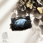 ピーターサイトのレリーフブローチ　　ゴッホ　星月夜　ボタニカル　マクラメ　天然石　