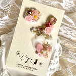🦋🌹薔薇×リボン×蝶々のイヤーカフ＆一粒タイプのセット(ピンク)  