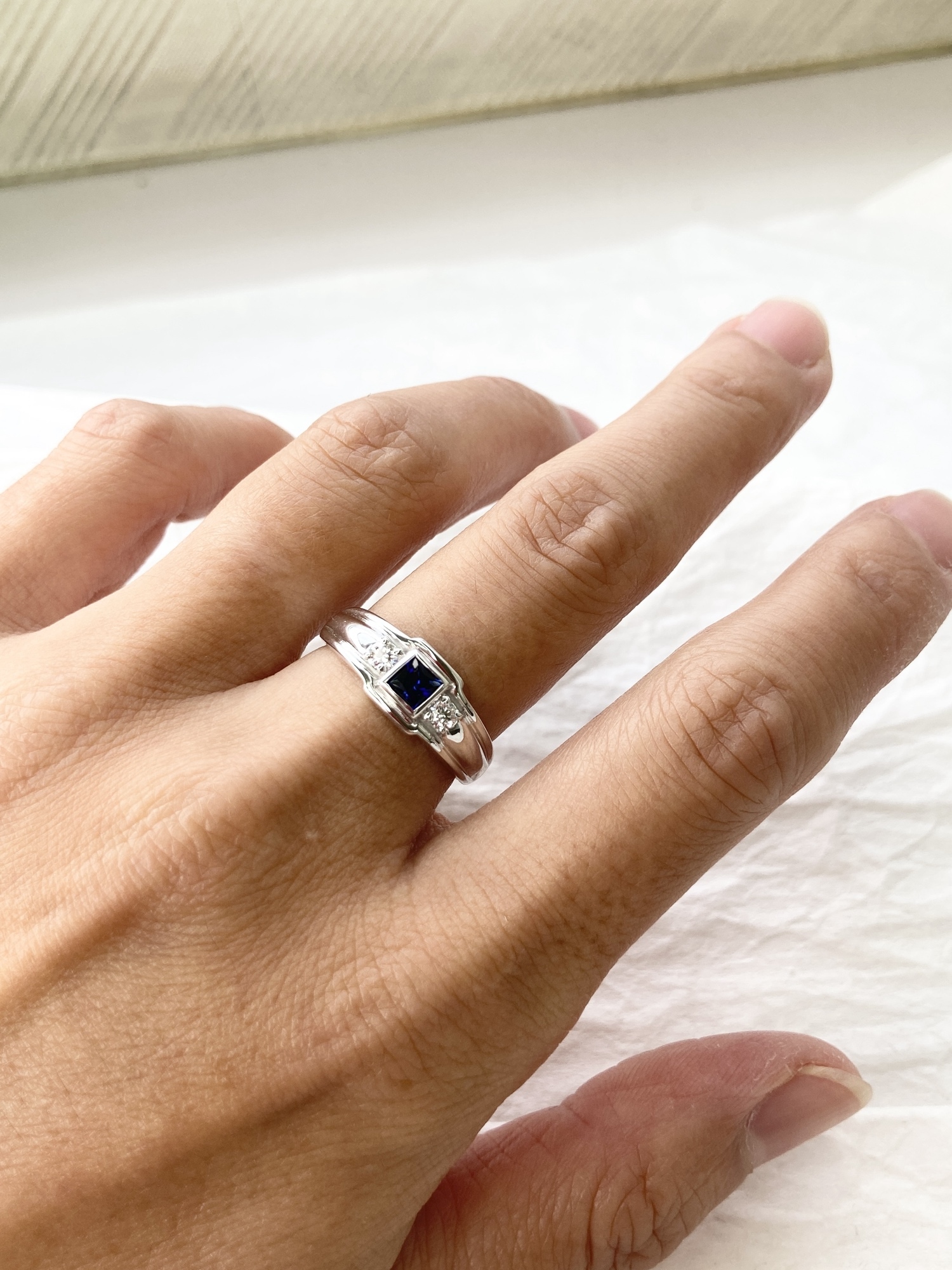 サファイア ダイアモンドシルバーリング サファイアリング KR7450