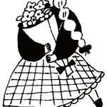 ラバースタンプ　花束を持つ女の子