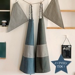 本当にノーアイロンでOK！ ヴィンテージ風 ブルー/ブラック 無地 子供 キッズエプロン ＆ 三角巾 ２点セット【受注制作】幼児から大人まで４サイズ／２色から選べます  korima.