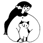 【ラバースタンプ】ネコを抱く女の子（白）