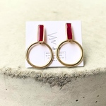 ボルドーフープピアス・樹脂ピアス・イヤリング
