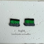 【rectangle】green×black  イヤリング/ピアス