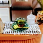 限定　シンプル　ガラスみたいなティーカップとソーサーセット(グリーン)