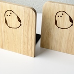 雪の妖精　かしげるシマエナガさん     天然木ブックエンド　2個セット