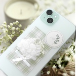 『かわいい♡を持ち歩く』スマホブーケ✧インナーシート✧癒しグリーン✧あじさい　かすみ草　ホワイトブーケ　iFace
