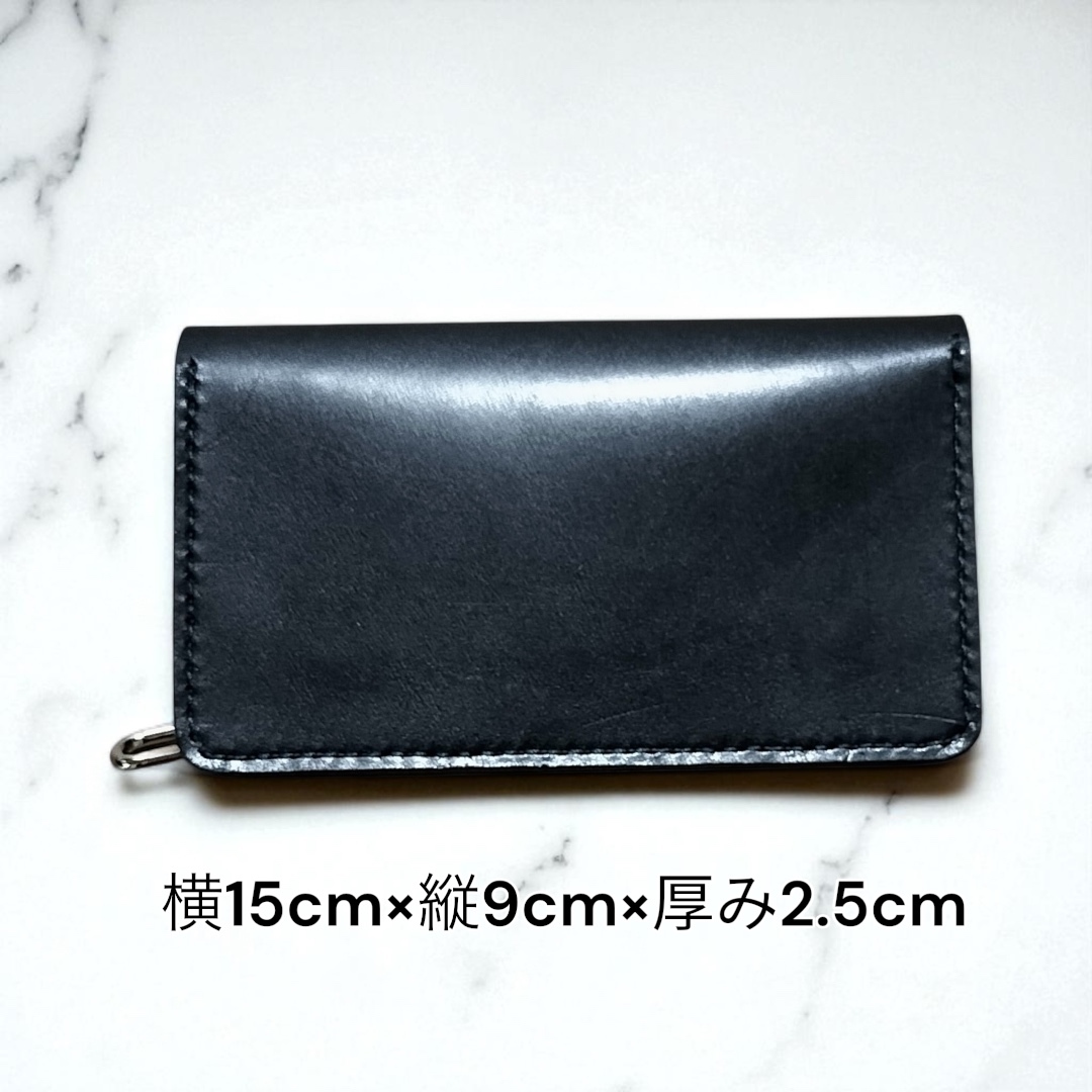受注製作品 栃木レザー オイルレザー 黒 お札を曲げないミドル