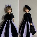 リカちゃん　ブラック🖤ボレロ付き　ツートンカラーのギャザースカートセット(パープル💜)