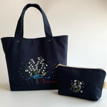 スズランの花束を　トートバッグ　ポーチ　2点セット　帆布生地　人気の刺繍模様