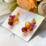 𓊆 𝐨𝐫𝐝𝐞𝐫 𓊇【一点物】ルビー バルティックアンバー ピアス イヤリング イヤーカフ