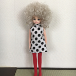 リカちゃん　ネオブライス　ワンピース&靴下　白☓赤
