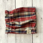 新作★秋冬生地タータンチェック2色★レッド　犬用スヌード　中型犬用スヌード
