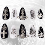 ✞✝︎ 地雷系 ゴシック ロック ネイルチップ ✝︎✞ モノトーン クロス オーブ 量産型
