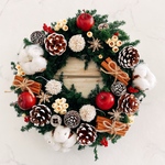 クリスマスリース2025①・直径約28㎝/Xmas・リース・松ぼっくり・ボタニカル・ナチュラル・玄関飾り 