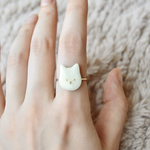 ミルク わんこ　＊ 陶器 リング　フリーサイズ