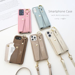 スマホショルダー 多機種対応 まるっと 【 ベルト付き スマホケース 名入れ 】 カードポケット スタンド機能 ニュアンスカラー BE19U