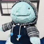 ふわふわ抱きぬいぐるみ用  白黒チェック柄 前開きパーカー