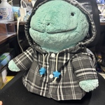 ふわふわ抱きぬいぐるみ用  白黒チェック柄 前開きパーカー