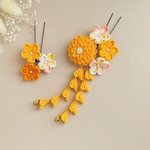 つまみ細工　七五三髪飾り　山吹