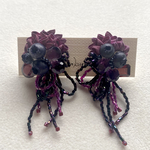 つまみ細工で作るブルーベリーとフランボワーズのケーキのイヤーアクセサリー【イヤリングのみ】