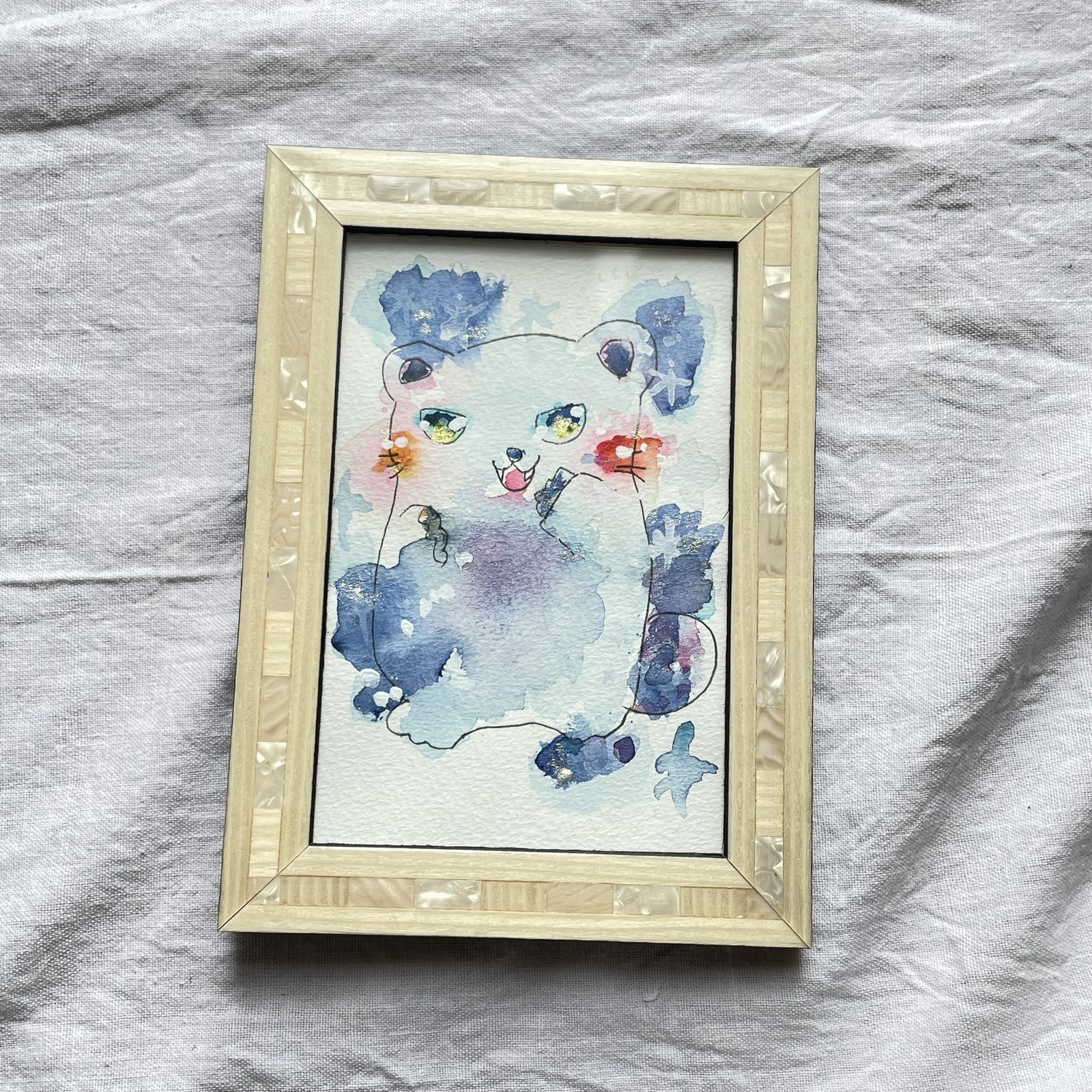 【宝石のように輝く✨シロクマ?‍❄️さん】海の生き物　イラスト　原画イラスト　水彩絵の具 21,300円