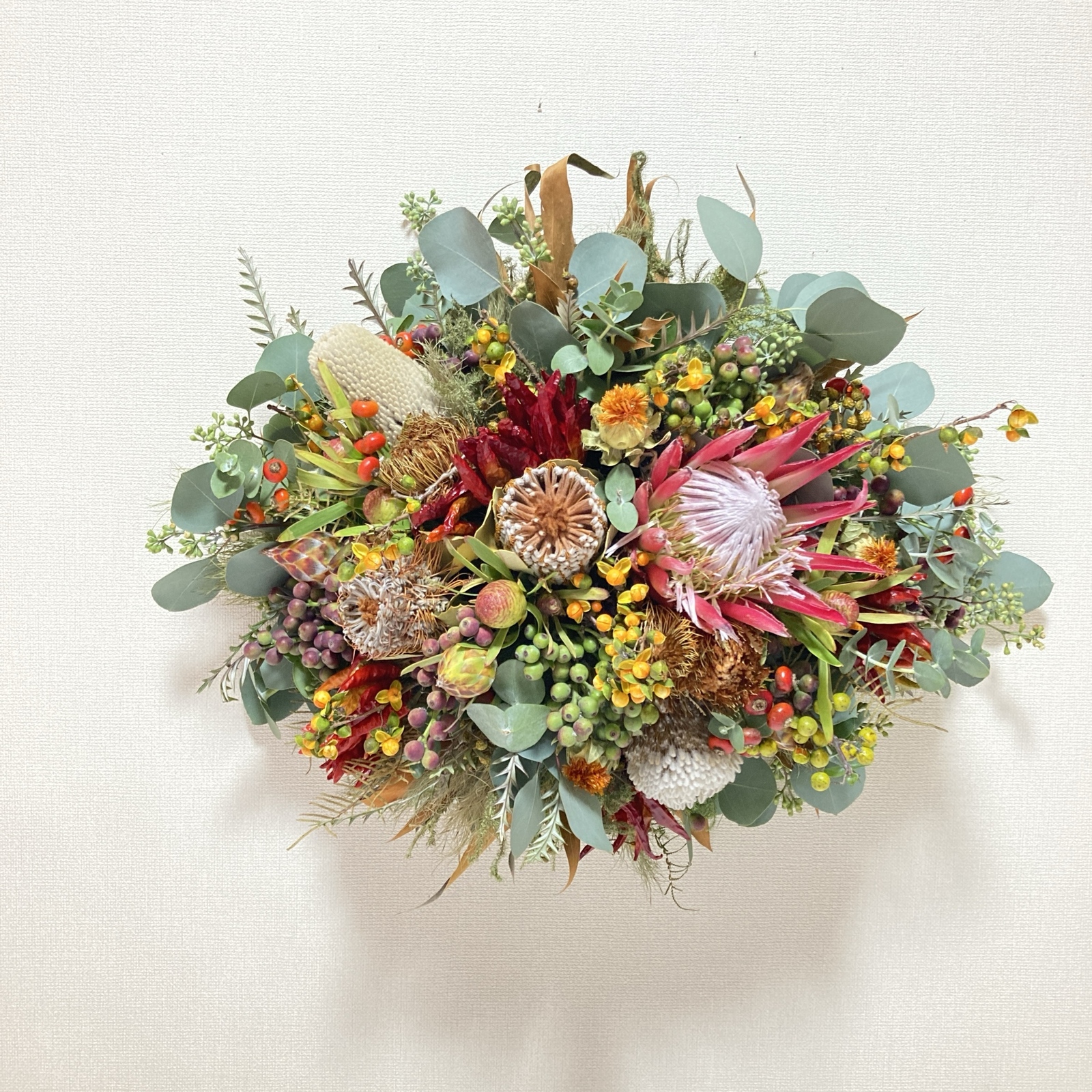 幸せを運ぶアナベル馬蹄リース パームフラワー - malayrose