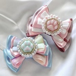 ピンク/水色肉球🐾のぬい向けリボンチョーカー