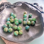 光る【random6コセット】JIRI＊IVANA#czech beads#チェコビーズ　UFO🛸saturn🪐11✖️11㍉ aqua blue ＊jade green/picasso