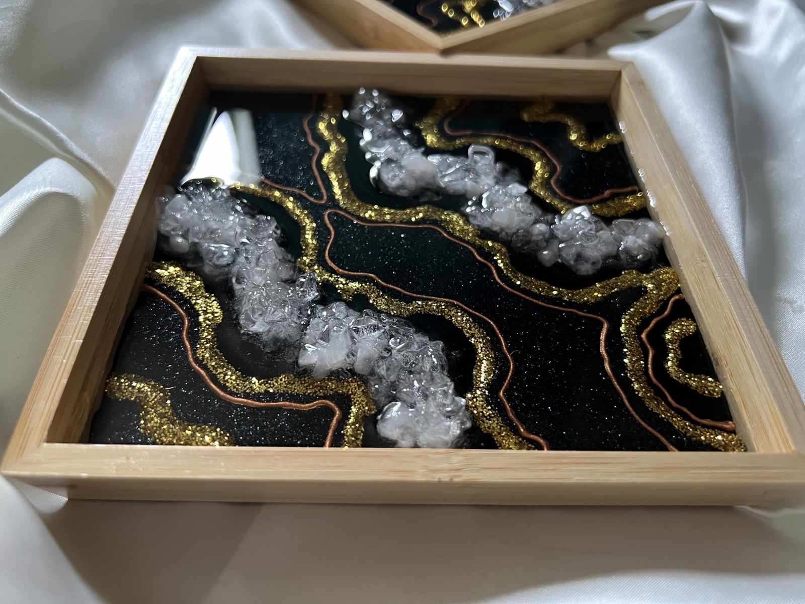 再販3連オーシャンアートパネル 海 エポキシレジン レジンアート