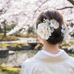 上品ダリアの髪飾り　結婚式　成人式　胡蝶蘭　和装　振袖　卒業式　白無垢　色打掛　前撮り　花嫁　着物　ヘッドドレス　袴田　留袖　ヘアピン　結婚式髪飾り　成人式髪飾り　卒業式髪飾り