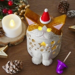 着せ替えピック付き ニャンプシェード (茶白B)＊猫型ランプシェード＊LED専用＊ハロウィン＊クリスマス＊オールシーズン＊Cat lampshade＊猫灯罩