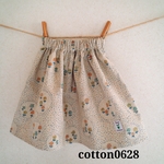95-100センチ＊綿麻リネンのギャザースカート＊花