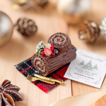 冬限定 ＊ ミニチュア  チョコレート  ブッシュドノエル   /  クリスマス の 上品でナチュラルな ミニチュア ケーキ