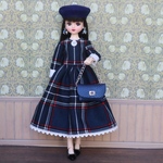 NO.236 22㎝ドール服 チェック柄のワンピース＆小物セット