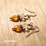 琥珀とシトリンのピアス（イヤリング）♪