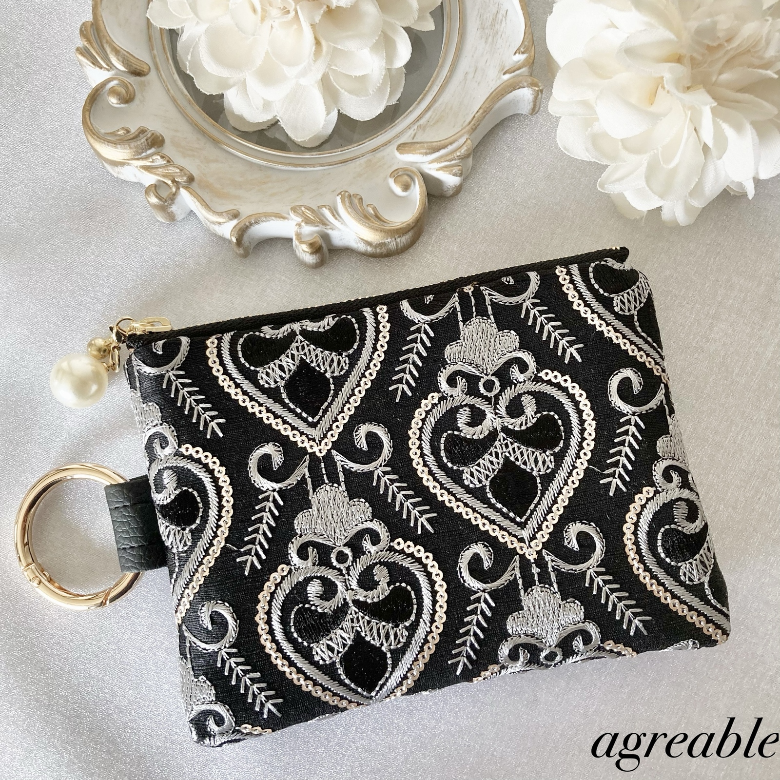 再販》🥀インド刺繍ポーチ インド刺繍 インド刺繍生地 コスメ